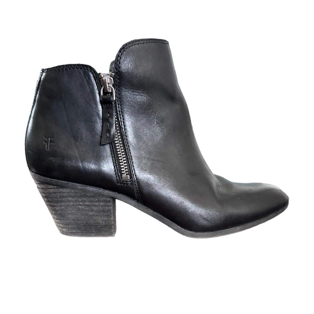 FRYE Judith Leather Black Pointed Toe Heeled Boots Ankle Booties Shoes Size 9